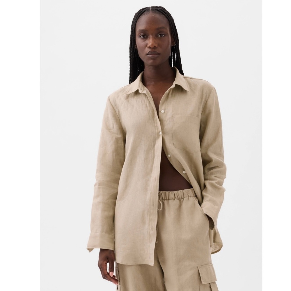 Beige Button-Up Shirt